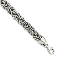 Load image into Gallery viewer, Sterling Silver Polished &amp; Antiqued 8.5in Byzantine Bracelet
