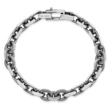Load image into Gallery viewer, Sterling Silver Mens Antiqued Brushed Cable/Twisted Rolo Bracelet
