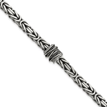 Load image into Gallery viewer, Sterling Silver Mens Antiqued Brushed Square Byzantine Bracelet
