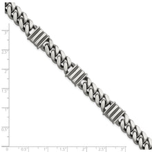 Load image into Gallery viewer, Sterling Silver Mens Antiqued Brushed Curb/Bar Bracelet

