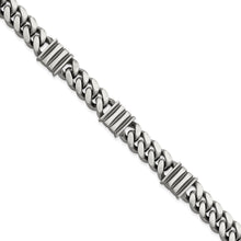 Load image into Gallery viewer, Sterling Silver Mens Antiqued Brushed Curb/Bar Bracelet
