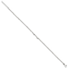Load image into Gallery viewer, Sterling Silver 9in Plus 1in Ext. 2-strand Arrow and Bar Anklet
