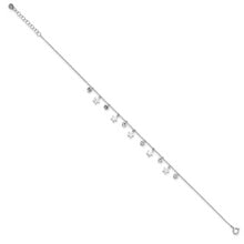 Load image into Gallery viewer, Sterling Silver RH-plated Polished and Brushed Star CZ 9in Plus 1in Ext. An
