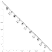 Load image into Gallery viewer, Sterling Silver RH-plated Polished and Brushed Star CZ 9in Plus 1in Ext. An
