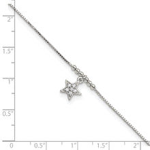 Load image into Gallery viewer, Sterling Silver CZ Star and Beads 9in Plus 1in Ext. Anklet
