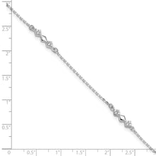 Load image into Gallery viewer, Sterling Silver CZ 3-Diamond Shapes 9in Plus 1 in Ext. Anklet
