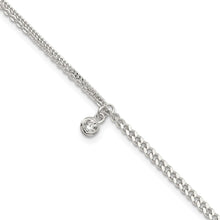 Load image into Gallery viewer, Sterling Silver CZ Fancy Chain 9in Plus 1in Ext. Anklet
