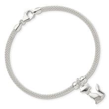 Load image into Gallery viewer, Sterling Silver Polished CZ Cat Charm Bracelet
