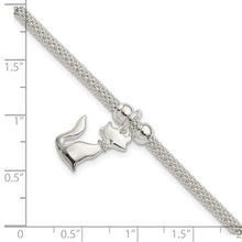 Load image into Gallery viewer, Sterling Silver Polished CZ Cat Charm Bracelet
