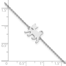 Load image into Gallery viewer, Sterling Silver Rhodium-plated Cat w/Heart 7in Plus 1in ext Bracelet
