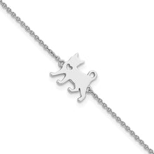 Load image into Gallery viewer, Sterling Silver Rhodium-plated Cat w/Heart 7in Plus 1in ext Bracelet
