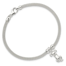 Load image into Gallery viewer, Sterling Silver Polished CZ Dog Charm Bracelet
