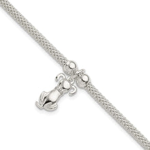 Load image into Gallery viewer, Sterling Silver Polished CZ Dog Charm Bracelet
