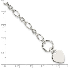 Load image into Gallery viewer, Sterling Silver Polished Heart Charm Fancy Link Bracelet
