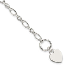 Load image into Gallery viewer, Sterling Silver Polished Heart Charm Fancy Link Bracelet
