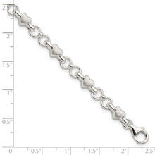 Load image into Gallery viewer, Sterling Silver Satin &amp; Polished Heart Chain Bracelet
