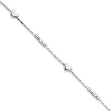 Load image into Gallery viewer, Sterling Silver Fancy Bead &amp; Heart w/ 1in ext Bracelet
