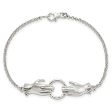 Load image into Gallery viewer, Sterling Silver Polished Hands Holding Ring Bracelet
