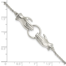 Load image into Gallery viewer, Sterling Silver Polished Hands Holding Ring Bracelet
