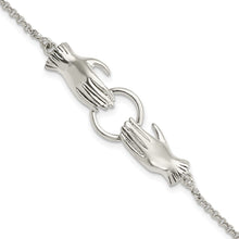 Load image into Gallery viewer, Sterling Silver Polished Hands Holding Ring Bracelet
