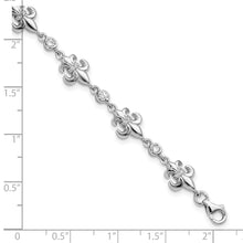 Load image into Gallery viewer, Sterling Silver Rhodium-plated CZ Fleur de Lis w/ 1in ext. Bracelet
