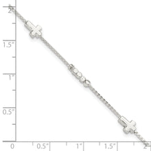 Load image into Gallery viewer, Sterling Silver Fancy Bead &amp; Cross w/ 1in ext Bracelet
