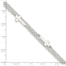 Load image into Gallery viewer, Sterling Silver Double Cross 2-Strand w/1in ext Bracelet

