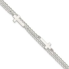 Load image into Gallery viewer, Sterling Silver Double Cross 2-Strand w/1in ext Bracelet
