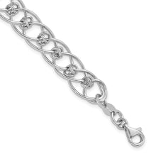 Load image into Gallery viewer, Sterling Silver Rhodium-plated Polished Oval 7.5in Link Bracelet
