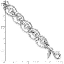 Load image into Gallery viewer, Sterling Silver Rhodium-plated Polished Oval &amp; Circle 7.75in Link Bracelet
