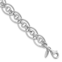 Load image into Gallery viewer, Sterling Silver Rhodium-plated Polished Oval &amp; Circle 7.75in Link Bracelet
