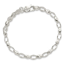 Load image into Gallery viewer, Sterling Silver Polished Cross w/Fleur de Lis Clasp Bracelet

