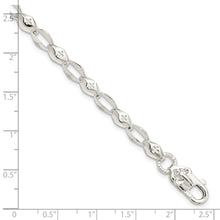 Load image into Gallery viewer, Sterling Silver Polished Cross w/Fleur de Lis Clasp Bracelet
