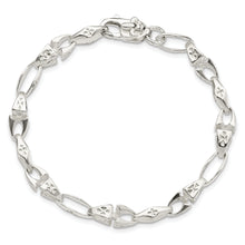 Load image into Gallery viewer, Sterling Silver Polished Cross w/Fleur de Lis Clasp Bracelet
