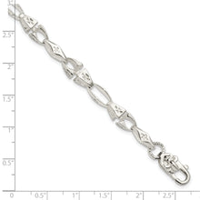 Load image into Gallery viewer, Sterling Silver Polished Cross w/Fleur de Lis Clasp Bracelet
