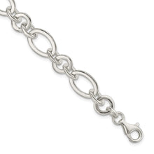 Load image into Gallery viewer, Sterling Silver Fancy Oval and Round Link Bracelet
