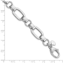 Load image into Gallery viewer, Sterling Silver Rhodium-plated Polished/Hammered Oval Link Bracelet
