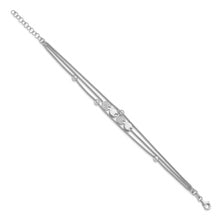 Load image into Gallery viewer, Sterling Silver Rhodium-plated Beaded 3- Strand 6.5in w/ 1in ext. Bracel
