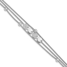 Load image into Gallery viewer, Sterling Silver Rhodium-plated Beaded 3- Strand 6.5in w/ 1in ext. Bracel

