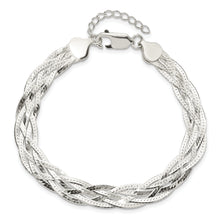 Load image into Gallery viewer, Sterling Silver Polished 5-strd Braided 7in w/1in ext. Bracelet
