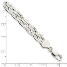Load image into Gallery viewer, Sterling Silver Polished 5-strd Braided 7in w/1in ext. Bracelet
