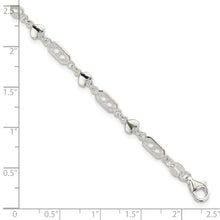 Load image into Gallery viewer, Sterling Silver Fancy Heart Link Bracelet
