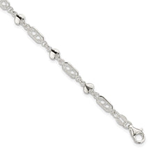 Load image into Gallery viewer, Sterling Silver Fancy Heart Link Bracelet
