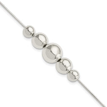 Load image into Gallery viewer, Sterling Silver Polished Tapered Round Bead w/1 in ext. Bracelet
