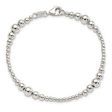 Load image into Gallery viewer, Sterling Silver Round Graduated Beaded Bracelet
