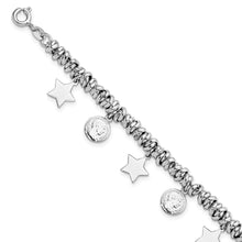 Load image into Gallery viewer, Sterling Silver Rhodium-plated Polished Coin and Star Charm w/ 1in ext. Bra
