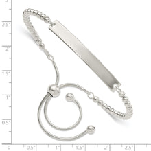 Load image into Gallery viewer, Sterling Silver Polished Beaded Adjustable ID Bracelet
