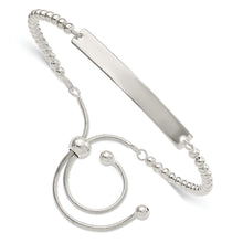 Load image into Gallery viewer, Sterling Silver Polished Beaded Adjustable ID Bracelet
