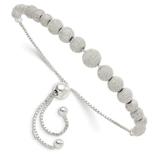 Load image into Gallery viewer, Sterling Silver Polished &amp; Lasered Beaded Adjustable Bracelet
