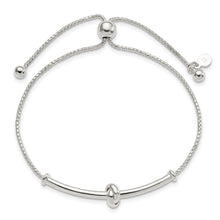 Load image into Gallery viewer, Sterling Silver Bar with Knot Adjustable Bolo Bracelet
